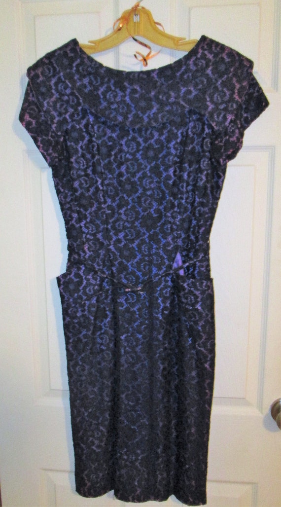 Vintage 1950s Custom Made Black Lace/Purple Wiggl… - image 2