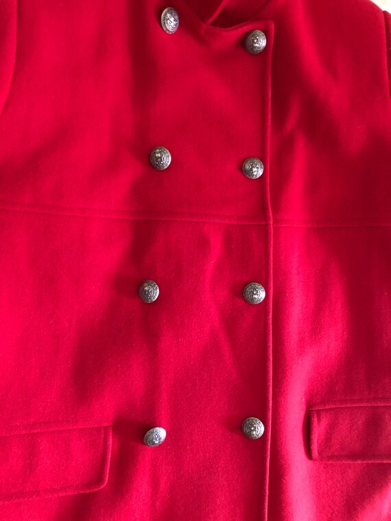 Vintage 1980s Red wool car coat Beechers Brook li… - image 6