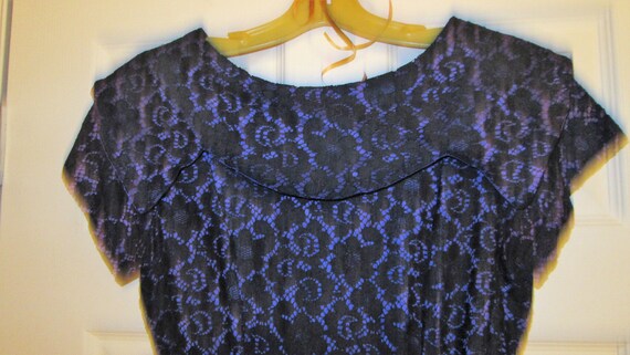 Vintage 1950s Custom Made Black Lace/Purple Wiggl… - image 1