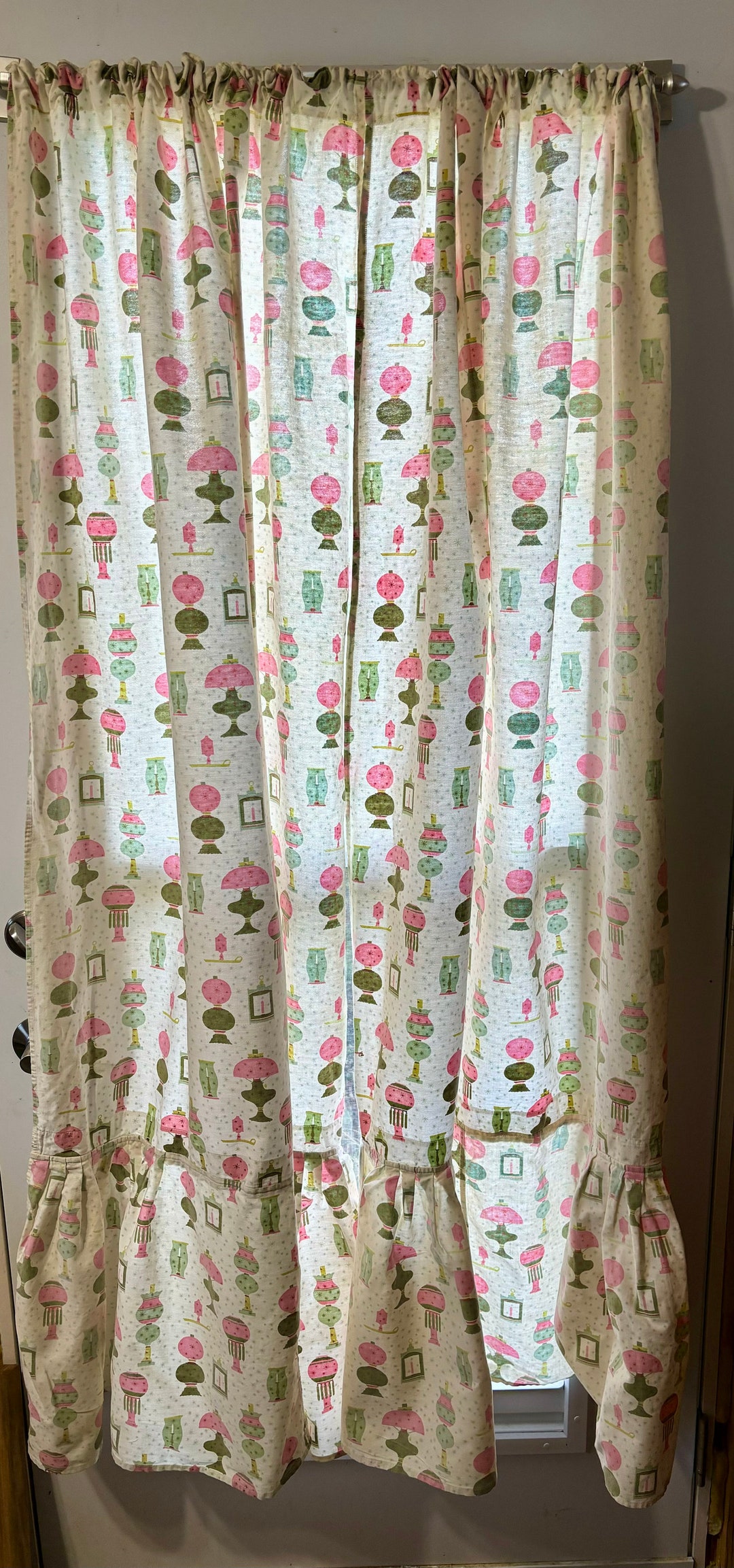Vintage 1950s Kitchen Curtains 34 Wide X 61 Length Ruffled Hem 1 1/2 ...