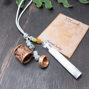 Jade Perfume Locket Necklace - Carved Nephrite Bottle with Silver Tassel