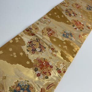Blue Gold Fukuro Obi - Etsy display picture 2