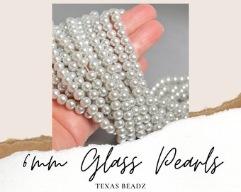 Silver Pearls 6mm Pearl Beads Faux Glass Pearls in Light Silver Gray