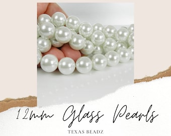 12mm White Glass Pearl Beads Loose 12mm Round Faux Pearls Immitation Pearls DIY Wedding Supplies