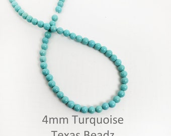 Tiny 4mm Turquoise Beads 100+ Pcs Round Robin's Egg Blue Full Strand TB921