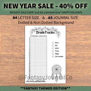 Dream Tracker - PRINTABLE Journal Page - Dream Log - Habit Tracker - Dream Journal - FANTASY THEMED - Printable Planner Page