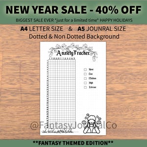 Anxiety Tracker - PRINTABLE Journal Page - Anxiety Log - Habit Tracker - Anxiety Journal - FANTASY THEMED - Printable Planner Page
