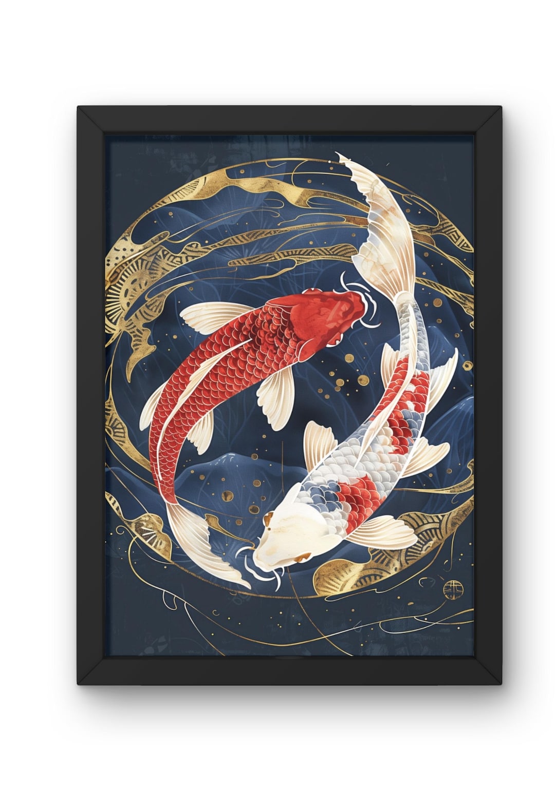 Traditional Japanese Koi Fish Wall Art Printable, Yin Yang Koi Poster ...