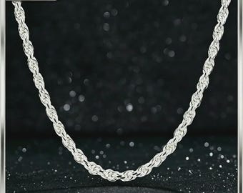 Silver 925 Plated Rope Chain ,10X Thicker Silver Coating with Nano Anti-Tarnish Layer, Hypoallergenic Flexible Soft Link Jewelry