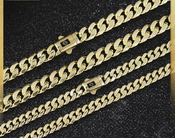 14K Real Gold-Plated Royal Monaco Cuban Necklace,Hypoallergenic Gold Plated Cuban Link Chain, Italian Jewelry for Men & Women
