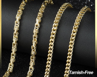Holylegend 14K Real Gold Plated Franco & Byzantine Chain Necklace –3D Elegant, Simple, Versatile