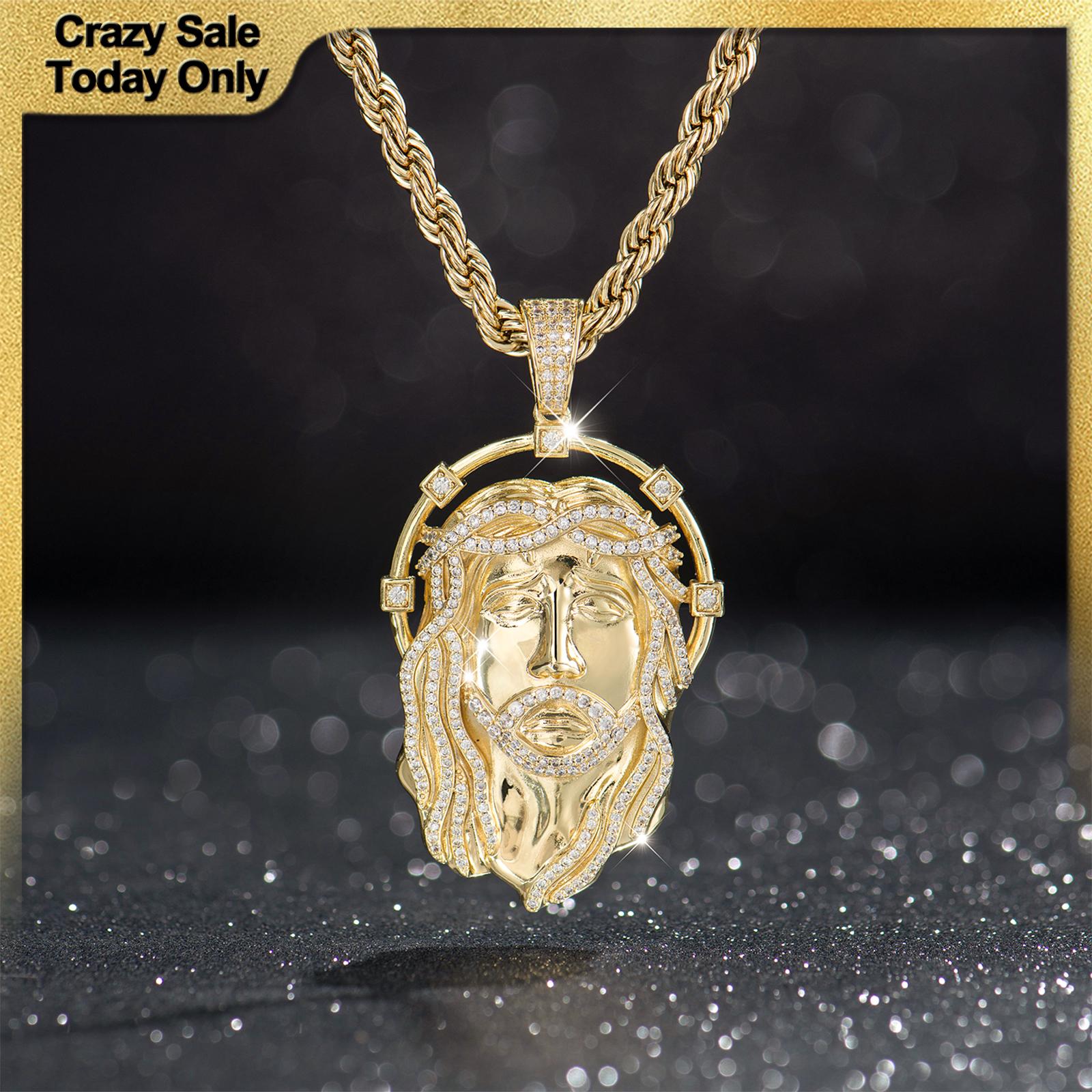 MEN ICED SILVER PLATED HIP HOP CZ JESUS FACE MICRO PAVE BLING MEN ICED SILVER PLATED HIP HOP CZ JESUS FACE MICRO PAVE BLING