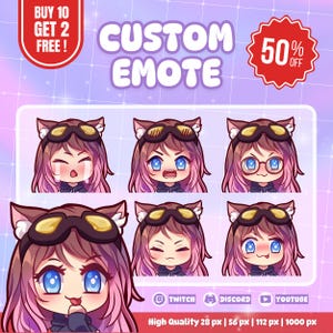 EMOTES lindos, EMOTES personalizados, emotes de twitch, vtuber discord, emotes de gato, chibi, emotes de discord, emotes de pegatinas, anime, emotes animados, YCH
