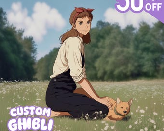 スタジオジブリ、ジブリ、アニメポートレート、カスタムジブリスタイルアート、ジブリアート、パーソナライズアニメ、カップルポートレート、家族ジブリポートレート