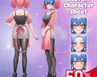 Character Sheet, Vtuber Reference Sheet, Chibi Reference Sheet, Anime Reference Sheet, Reference Sheet, Furry Reference Sheet