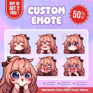 EMOTES personalizados, Emoticones lindos, Emoticones de Twitch, Discord de Vtuber, Emoticones de gato, Chibi, Emoticones de Discord, Emoticones de pegatinas, Anime, Emoticones animados, YCH