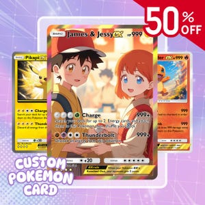 Pokémon, carte Pokémon, carte Pokémon pour couple, portraits Pokémon, commission de carte Pokémon, cadeaux Pokémon, portrait Pokémon personnalisé