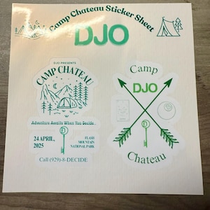 DJO Sticker Sheet – Camp Inspired Merch Stickers, Joe Keery, Retro Aesthetic Band Stickers
