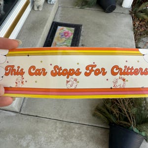 This Car Stops For Critters Cute Bumper Sticker For Teen Girls, Vinyl Decal Waterproof, Indoors And Outdoors