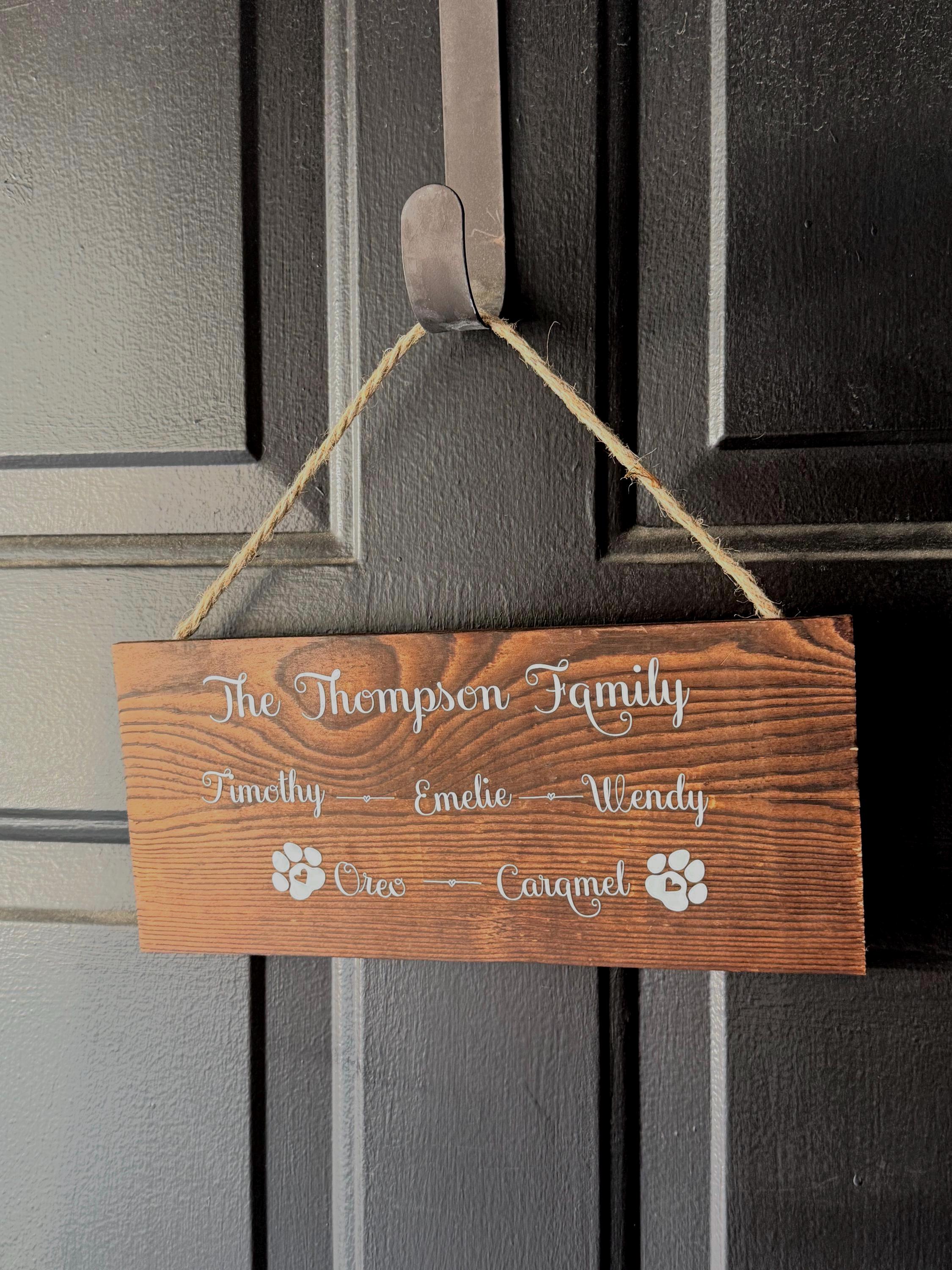 Personalized Family Name Wooden Sign: Rustic Pet & Family Decor - Etsy