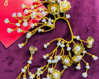 Handmade Golden Floral Ear Cuff & Earring Set – Elegant Statement Jewelry