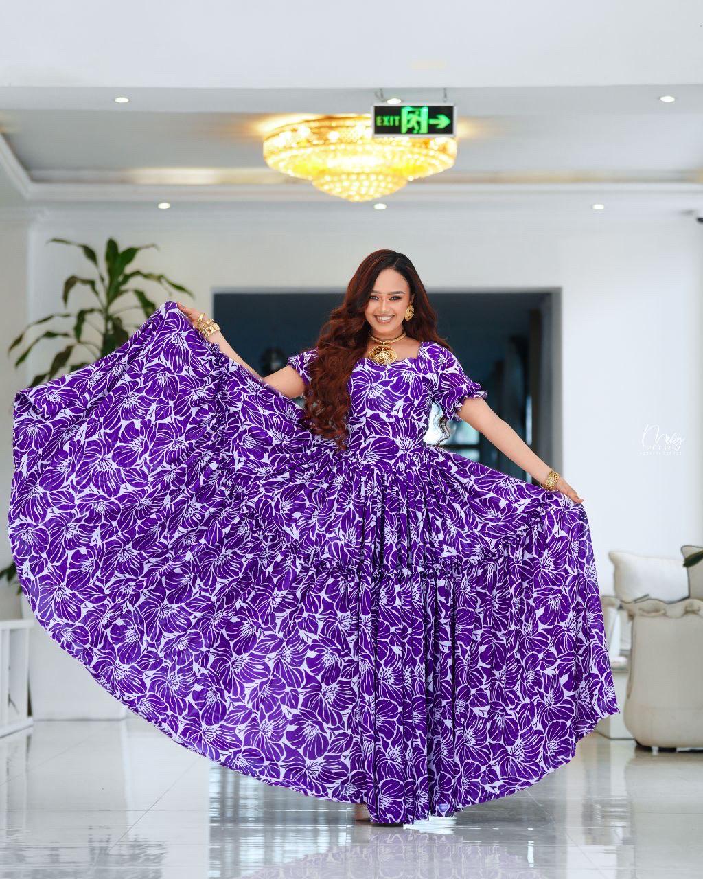 Ethiopian Chiffon KemiS - Handcrafted Flowing Dress
