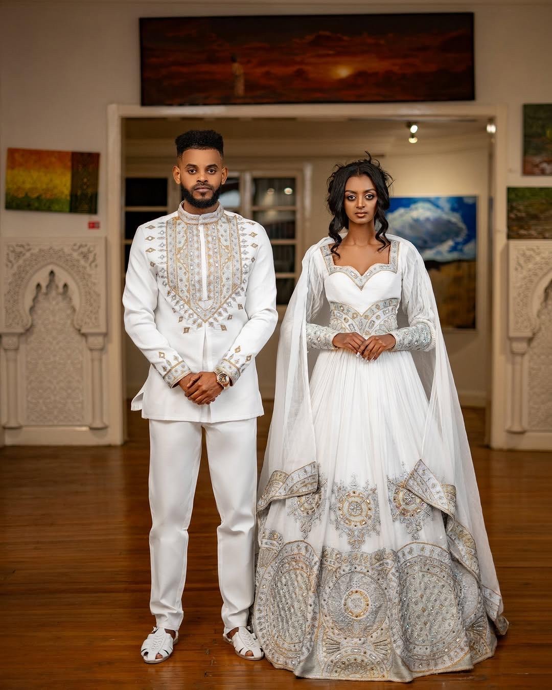 ethiopian traditional wedding dress designer Elegant Ethiopian Wedding Dress with Mint Green Habesha Cloth and Timeless Embroidery Design XL