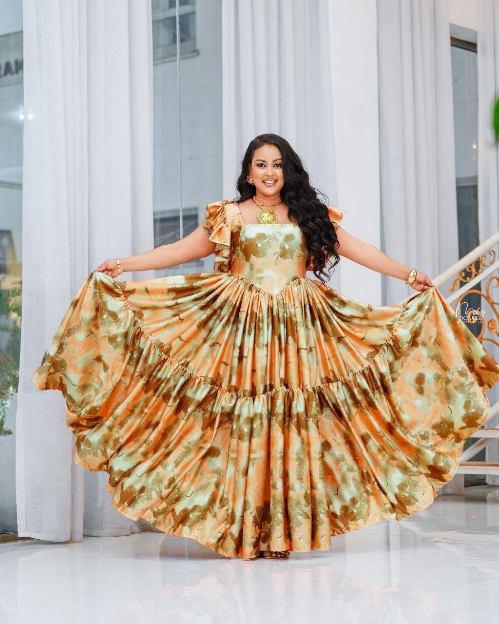 Ethiopian Chiffon Kemis – Handcrafted Flowing Dress | Minimalist