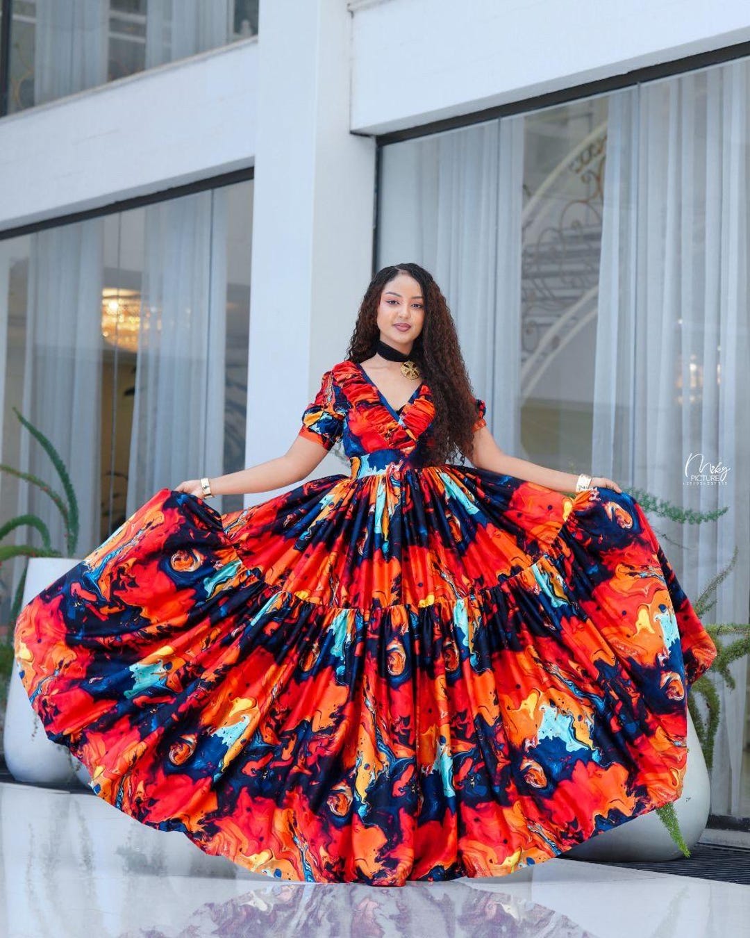 Ethiopian Chiffon Kemis – Handcrafted Flowing Dress | Minimalist