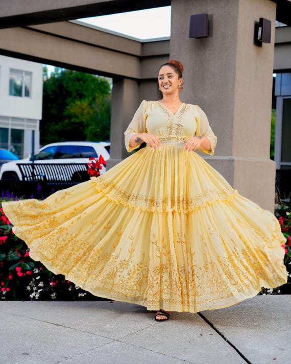 Ethiopian Chiffon Kemis  Handcrafted Flowing Dress | Minimalist Habesha  Fashion by Shematibebe - Etsy Canada