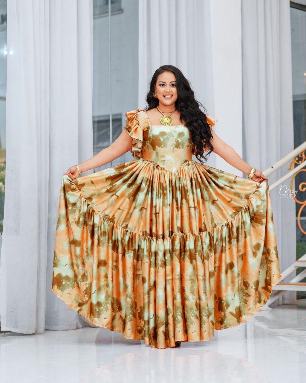 ethiopian chiffon dress 2025 Ethiopian Habesha Chiffon Dress
