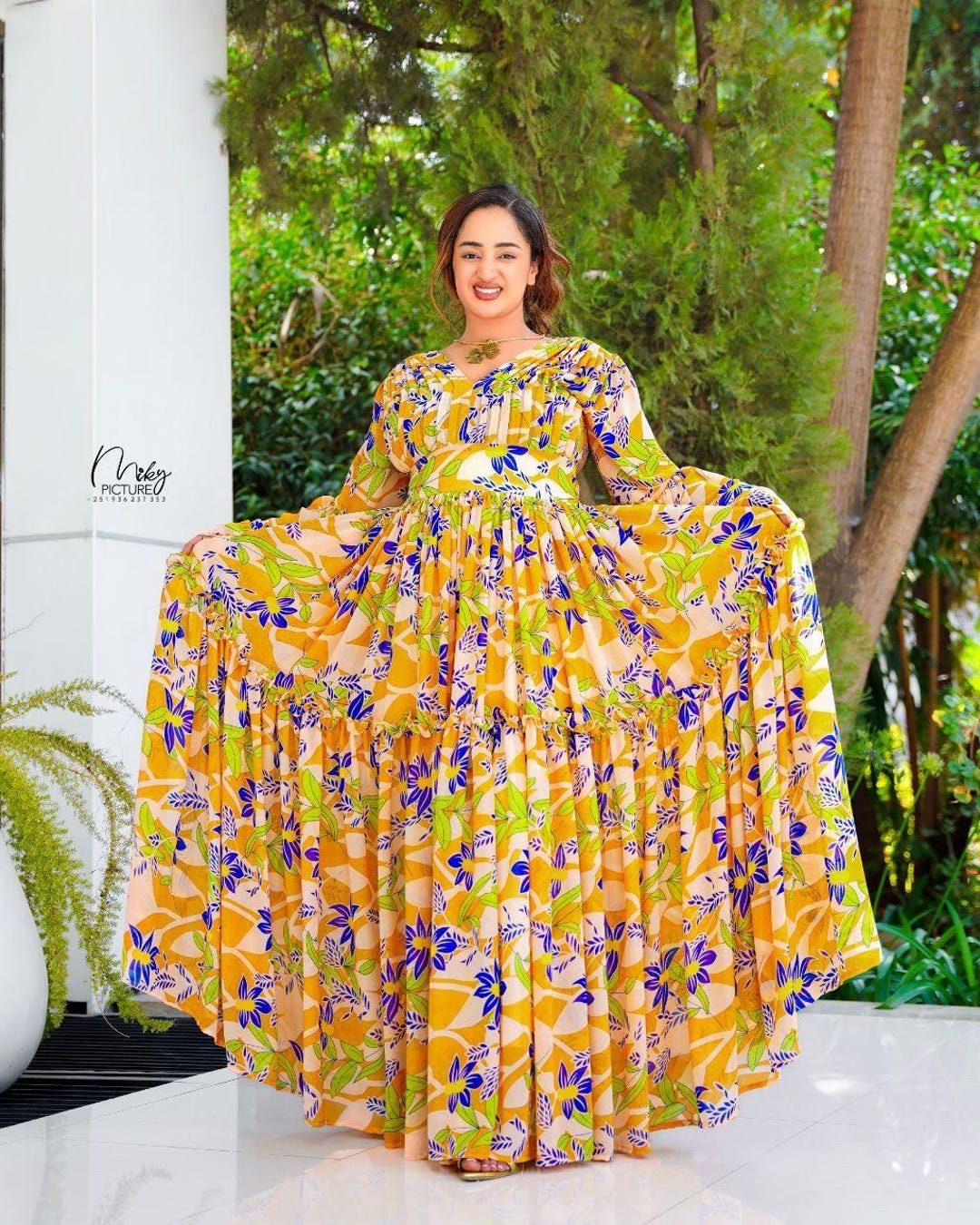 Ethiopian Chiffon Kemis – Handcrafted Flowing Dress | Minimalist