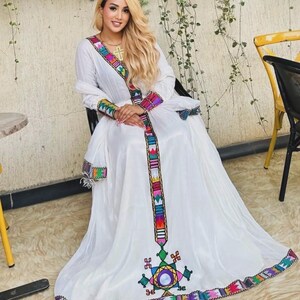 Habesha Kemis hechos a mano: vestimenta tradicional etíope, elegante atuendo cultural