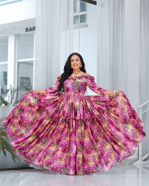 Ethiopian Chiffon Kemis – Handcrafted Flowing Dress | Minimalist
