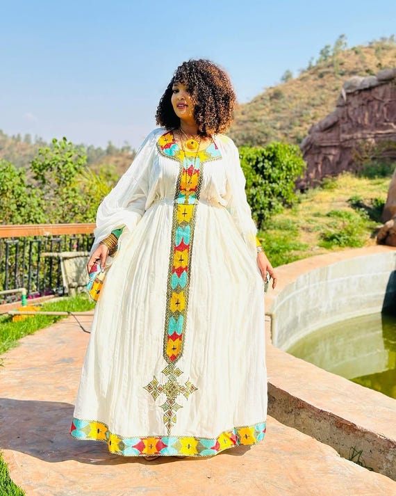 ethiopian national dress designer Ethiopian Dress for Women, Habesha Dress, Ethiopia Saba Kemis, Eritrea Zuria Handmade Clothing, New Habesha Cultural Traditional Design Gift