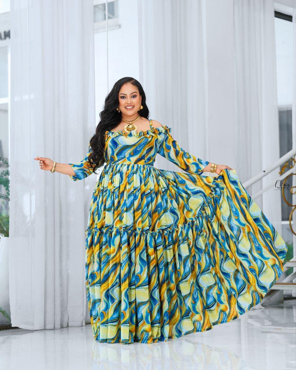 Ethiopian Chiffon Kemis – Handcrafted Flowing Dress | Minimalist