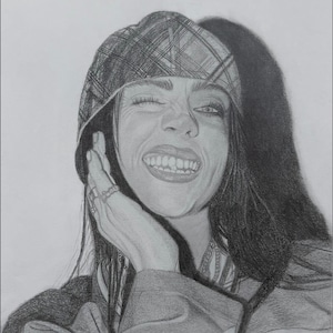 Billie Eilish Hand-Drawn Artwork- Inspired by Her Concert Photos- Billie Eilish Art Print- Billie Eilish Fan Art