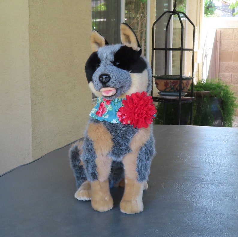 Dog Ruffle Collar Vintage Floral on Teal Dog Scrunchie - Etsy