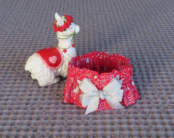 Dog Ruffle Collar, Silver Heart Scrolls Valentine Dog Scrunchie Collar, with silver bow - Size XXS: 8" to 10" neck