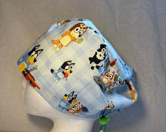 Cotton Adjustable Scrub Hat: Scrub Caps, Scrub Hats for Paediatric Nurses, Cotton Scrub Hats, Bluey Scrub Hat.