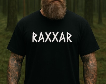 RAXXAR Runic Shirt: Norse Viking Black Cotton Tee