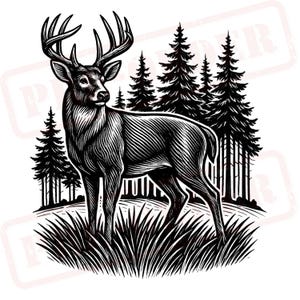 White-Tailed Deer SVG: Buck Forest Clipart, Hunting Sublimation (Digital Download