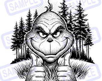 Cara de Grinch SVG / Clipart navideño retro divertido (descarga instantánea)