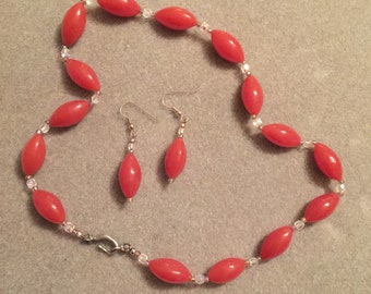 Coral Glass Necklace set