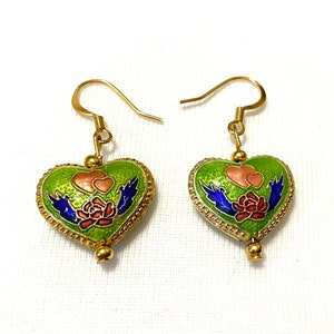 Cloisonne’ green hearts