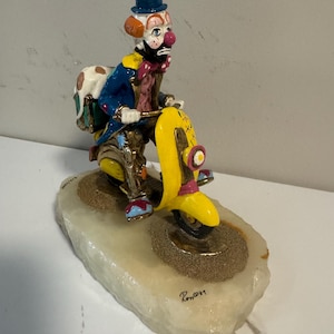 Vintage Ron Lee Clown With Dog Riding Vespa