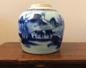 Antique Blue and White Ginger Jar