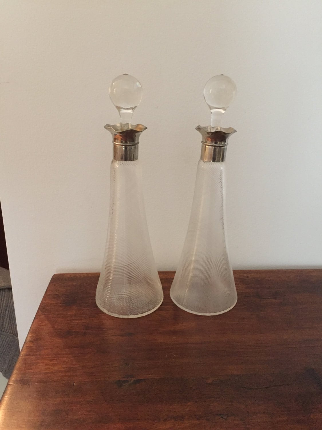 Pair Of Antique Glass Decanters