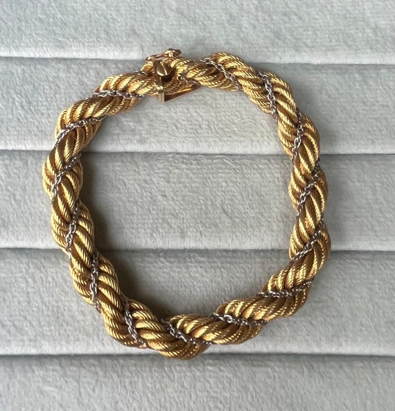 Vintage 18K Textured Rope Bracelet - image 1