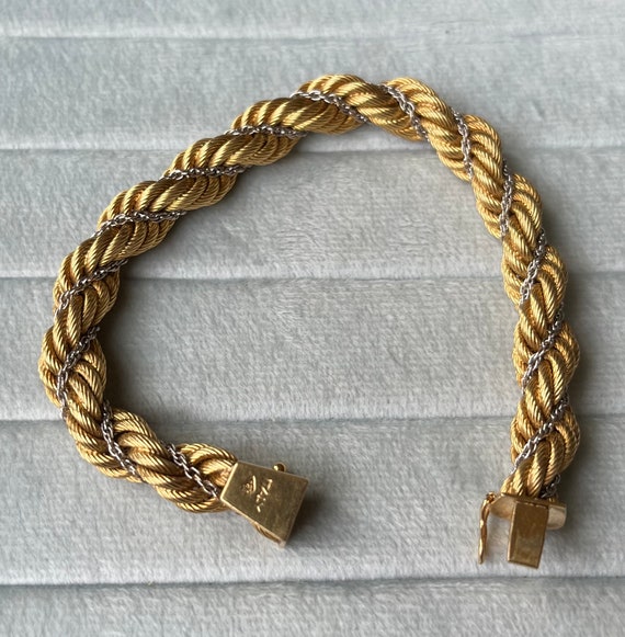 Vintage 18K Textured Rope Bracelet - image 4